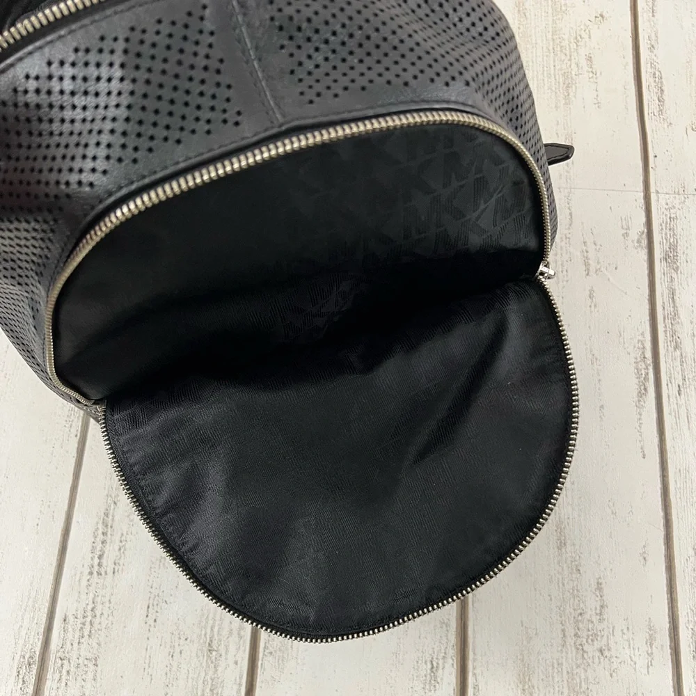 Michael Kors Black Leather Medium Backpack - Picture 8 of 11
